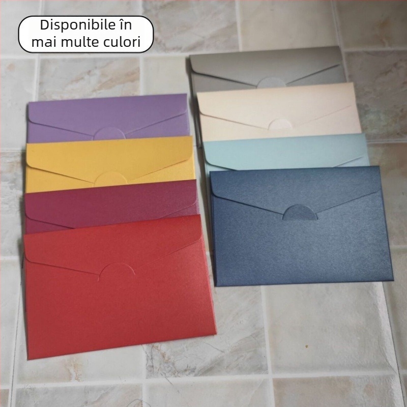 Plic pentru card de salut, din hârtie perlata, cu fereastră, ștampilat cu folie, gata de cadou