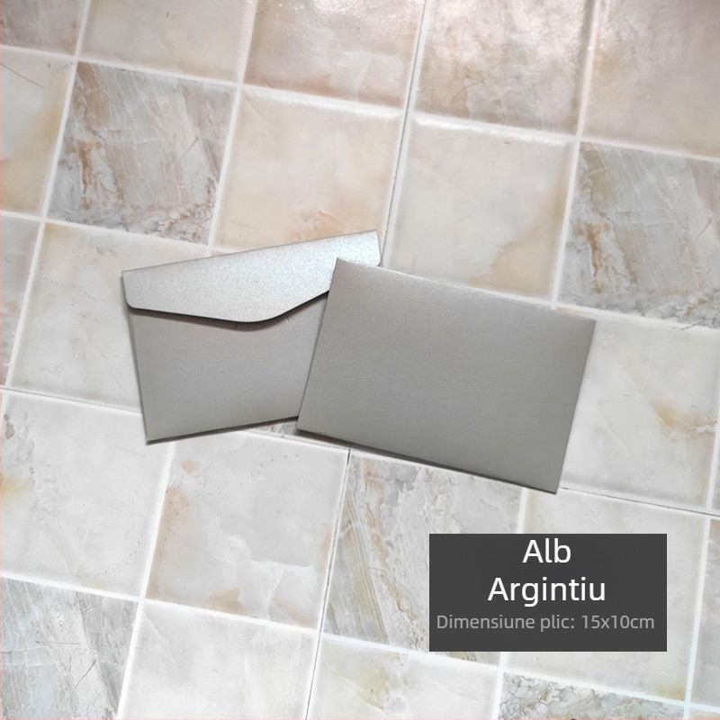 Plic pentru card de salut, din hârtie perlata, cu fereastră, ștampilat cu folie, gata de cadou