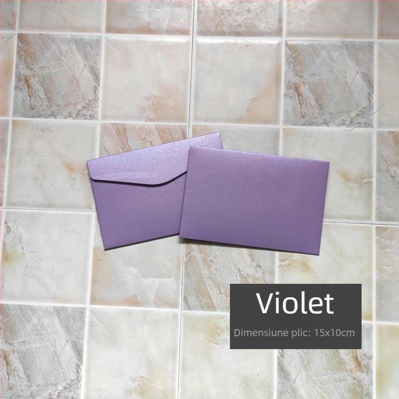 Plic pentru card de salut, din hârtie perlata, cu fereastră, ștampilat cu folie, gata de cadou