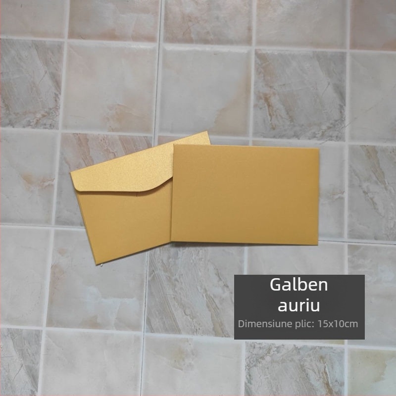 Plic pentru card de salut, din hârtie perlata, cu fereastră, ștampilat cu folie, gata de cadou