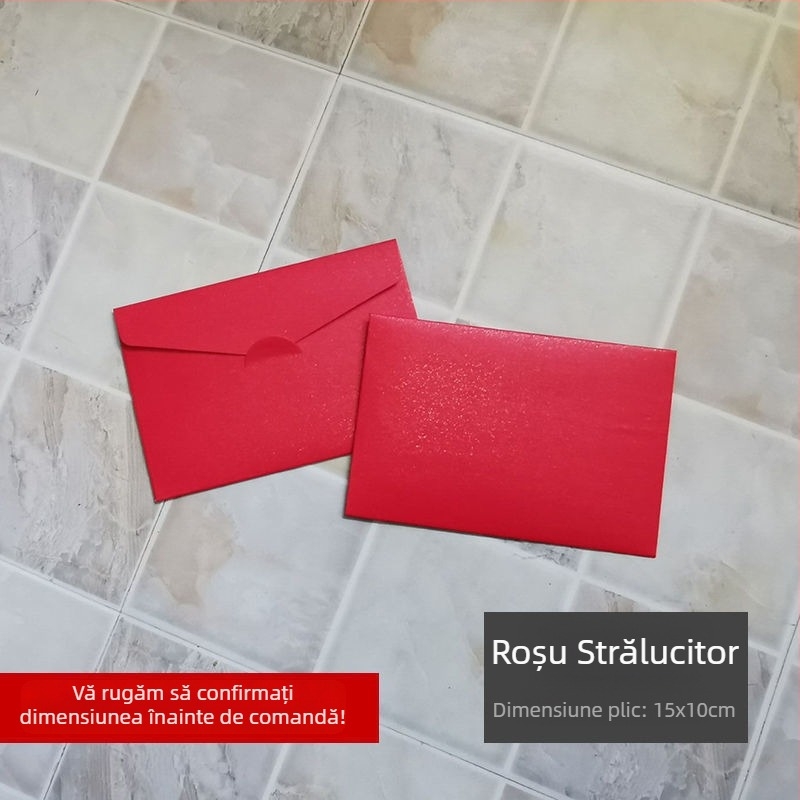 Plic pentru card de salut, din hârtie perlata, cu fereastră, ștampilat cu folie, gata de cadou