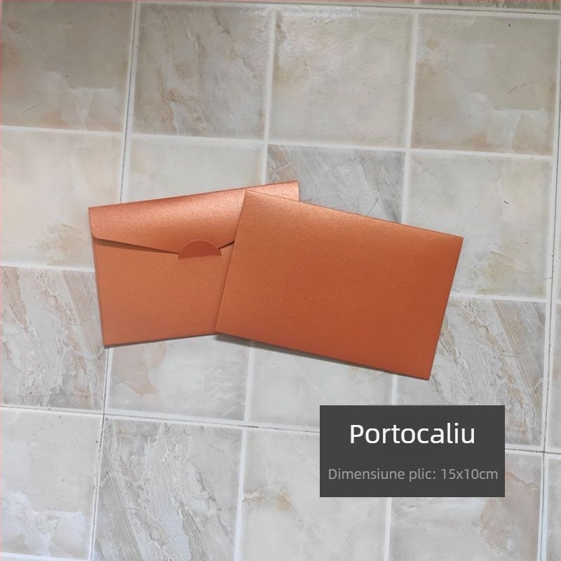 Plic pentru card de salut, din hârtie perlata, cu fereastră, ștampilat cu folie, gata de cadou