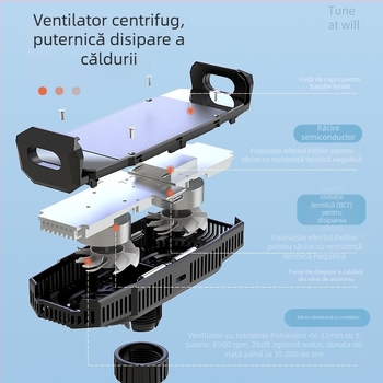 Suport de răcire pentru telefoane mobile și tablete cu răcire semiconductoare dual-core – funcționare foarte silențioasă, suport de birou, Model S188, 15W, 105g, ABS+PC