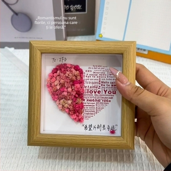 Set DIY ramă foto cu flori uscate, cadru din lemn, Gypsophila (Baby's Breath), rezoluție 480x234