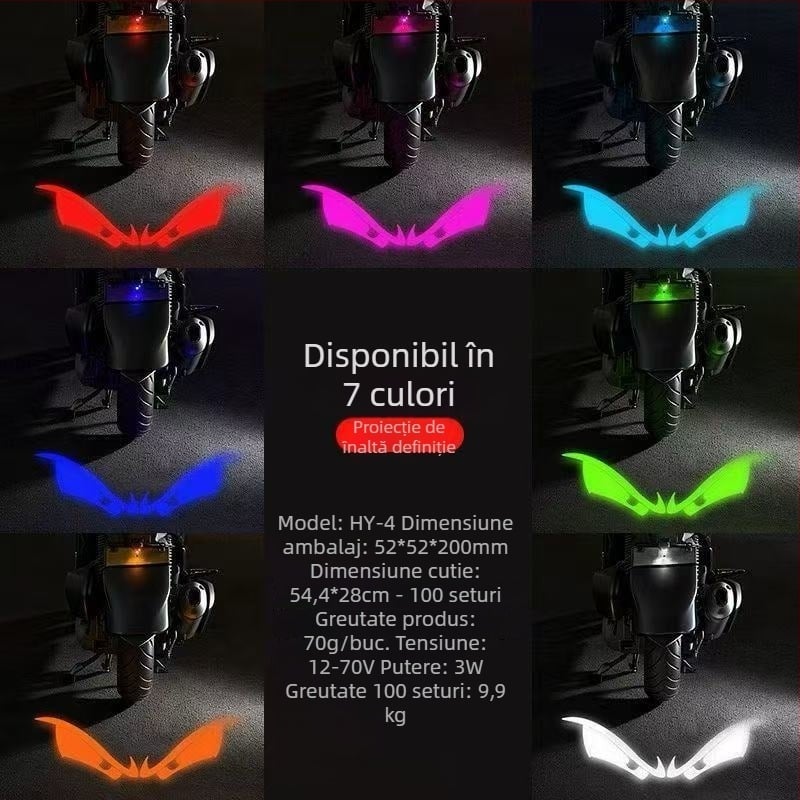 Proiector pentru numărul de înmatriculare al motocicletelor electrice, iluminare de avertizare cu intensitate mare, lampă cu expresie diabolică, lumină pentru număr și lumină de spate, universală