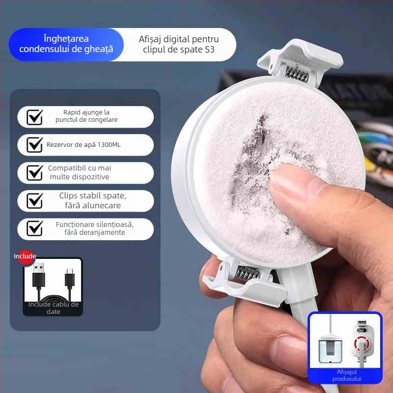 Accesoriu de răcire cu apă pentru telefon, clipsă pe spate, silențios, răcire magnetic-semiconductor cu efect de îngheț pentru streaming de esports