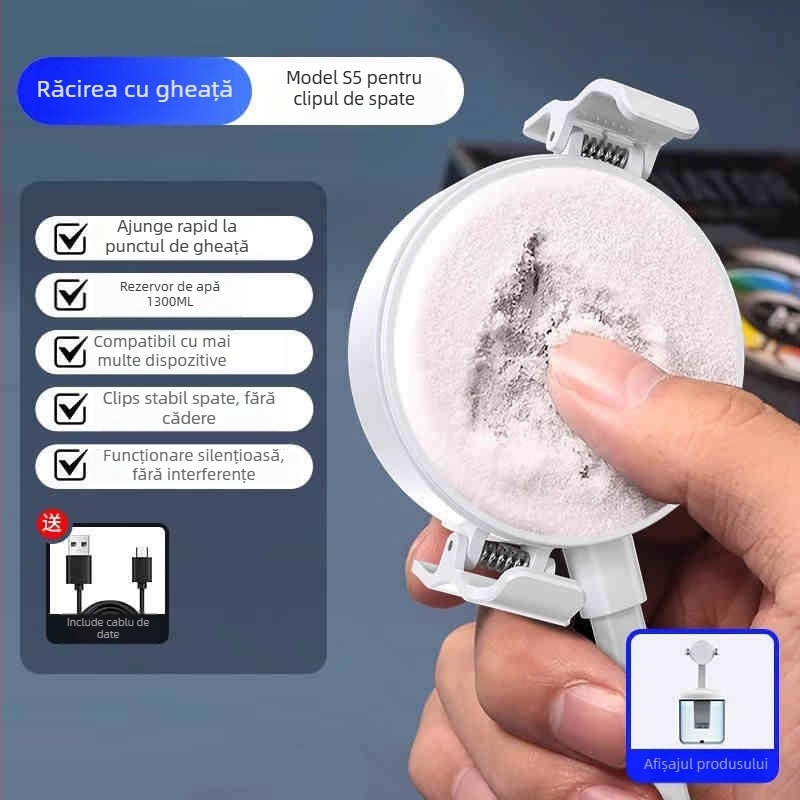 Accesoriu de răcire cu apă pentru telefon, clipsă pe spate, silențios, răcire magnetic-semiconductor cu efect de îngheț pentru streaming de esports