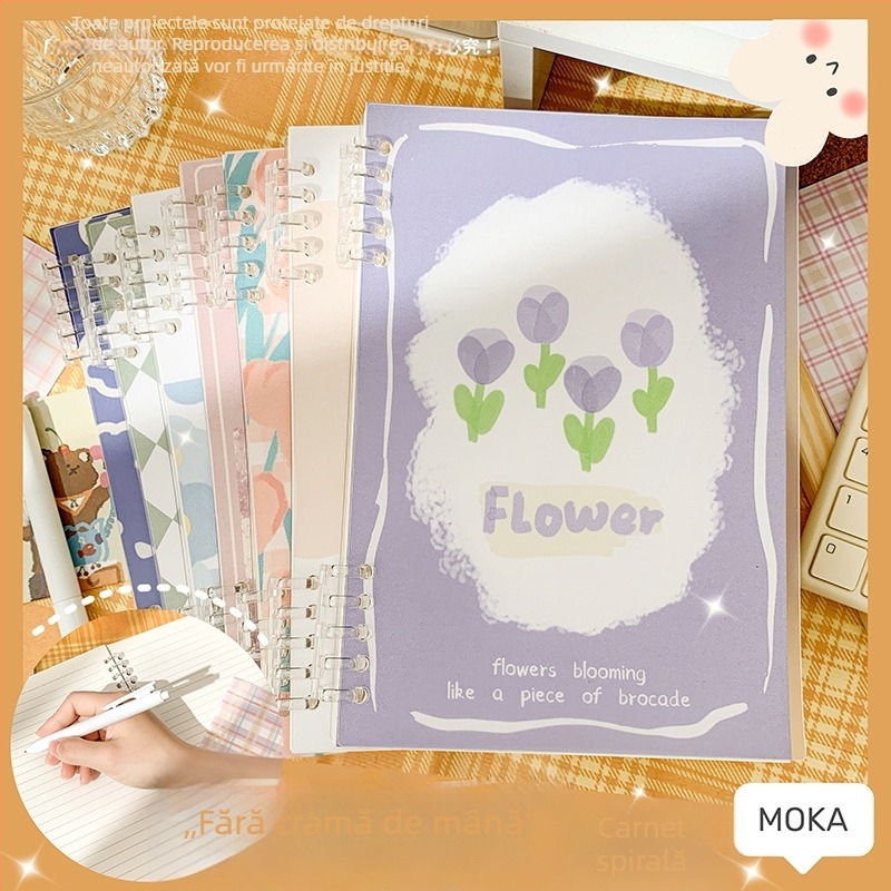 Bloc de note cu foi detașabile, sistem cu 5 găuri, 60 de file, hârtie protejată pentru ochi, personalizabil, Magic Card