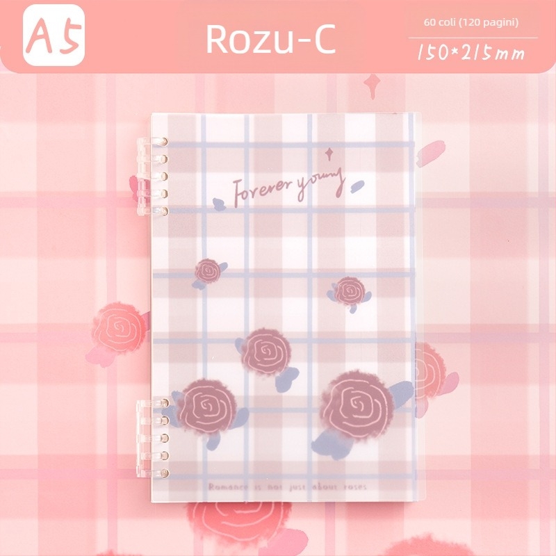 Bloc de note cu foi detașabile, sistem cu 5 găuri, 60 de file, hârtie protejată pentru ochi, personalizabil, Magic Card