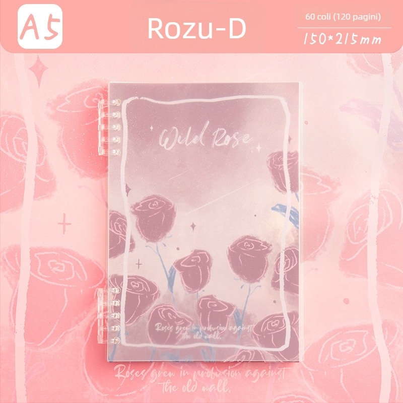 Bloc de note cu foi detașabile, sistem cu 5 găuri, 60 de file, hârtie protejată pentru ochi, personalizabil, Magic Card