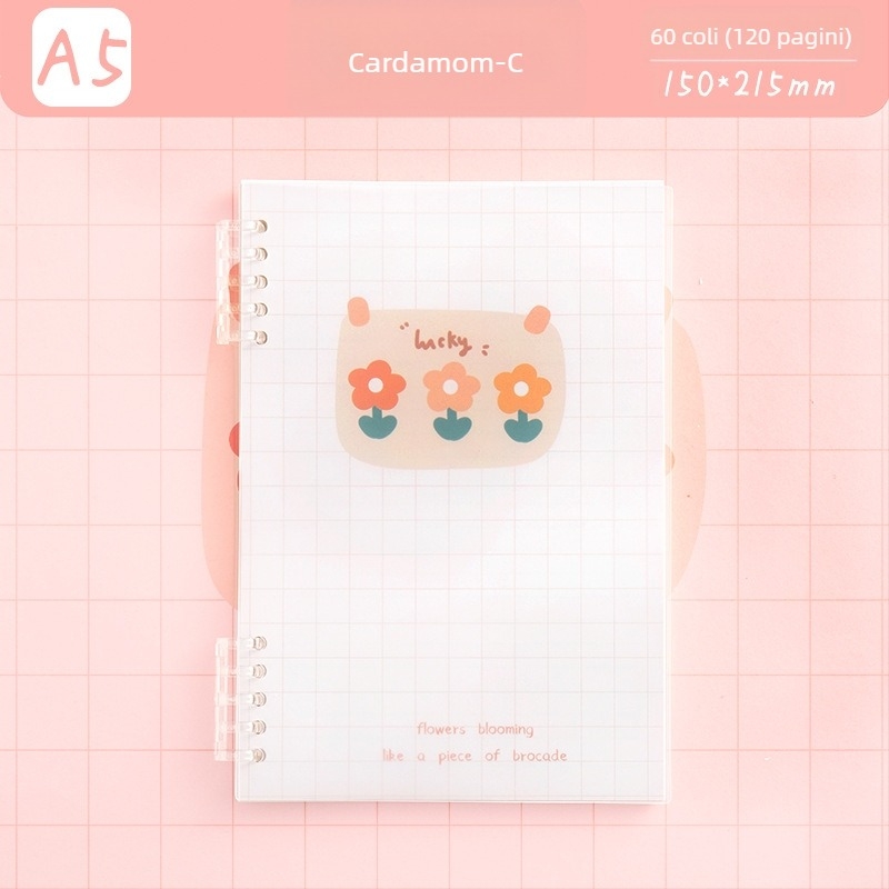 Bloc de note cu foi detașabile, sistem cu 5 găuri, 60 de file, hârtie protejată pentru ochi, personalizabil, Magic Card