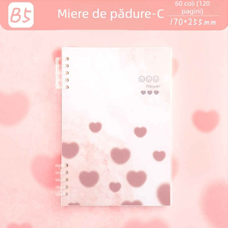 Bloc de note cu foi detașabile, sistem cu 5 găuri, 60 de file, hârtie protejată pentru ochi, personalizabil, Magic Card