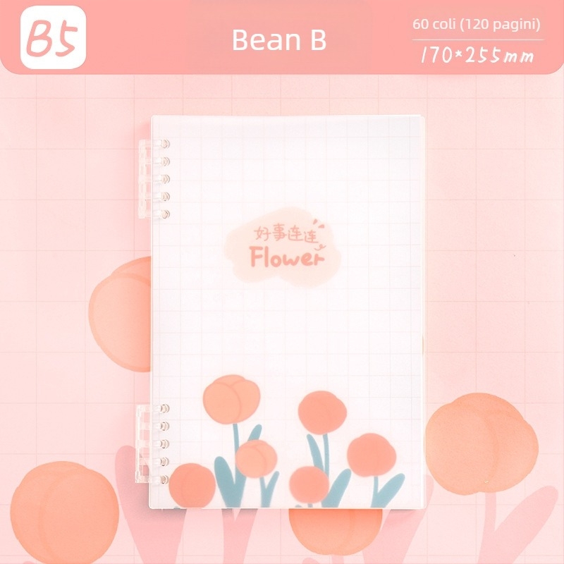 Bloc de note cu foi detașabile, sistem cu 5 găuri, 60 de file, hârtie protejată pentru ochi, personalizabil, Magic Card