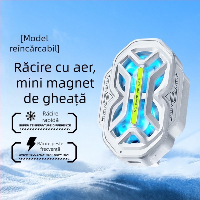 DY59 cooler pentru telefon cu două ventilatoare, răcire prin aer, trei trepte, baterie dublă, conectivitate wireless, compatibil cu iPhone și Android