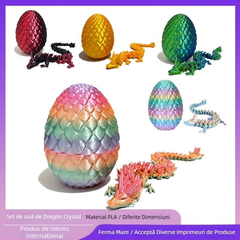 Set dragon egg imprimat 3D, model asamblat, stil modern de artă, PLA, ornament pentru agățat
