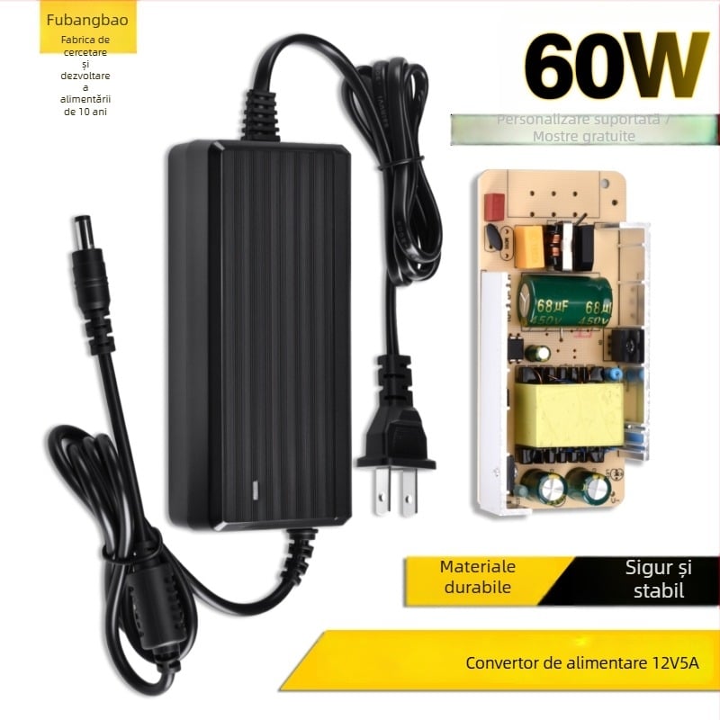 Adaptor de alimentare DC 12V5A, 24V4A pentru PC All-in-One, proiector și iluminare pentru fotografie