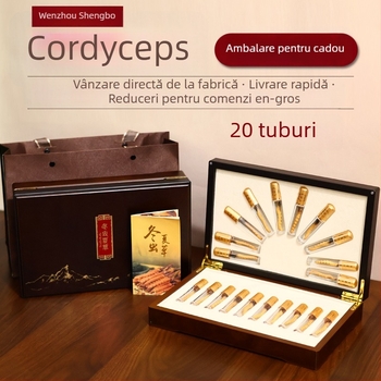 Cordyceps cutie cadou - cutie din lemn placaj cu finisaj bronzat (argintiu), interior cu garnitură din crengi, personalizare disponibilă, imprimare logo până la 100 de seturi, model 20240601