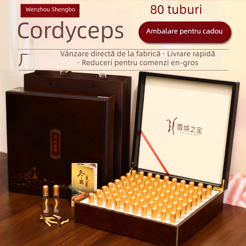 Cordyceps cutie cadou - cutie din lemn placaj cu finisaj bronzat (argintiu), interior cu garnitură din crengi, personalizare disponibilă, imprimare logo până la 100 de seturi, model 20240601