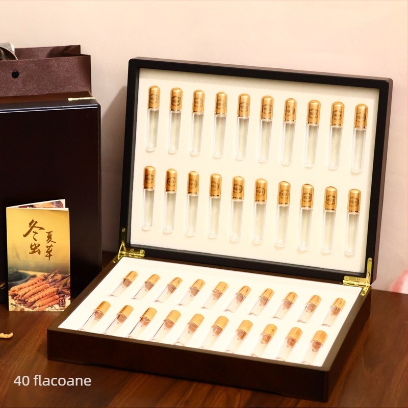 Cordyceps cutie cadou - cutie din lemn placaj cu finisaj bronzat (argintiu), interior cu garnitură din crengi, personalizare disponibilă, imprimare logo până la 100 de seturi, model 20240601