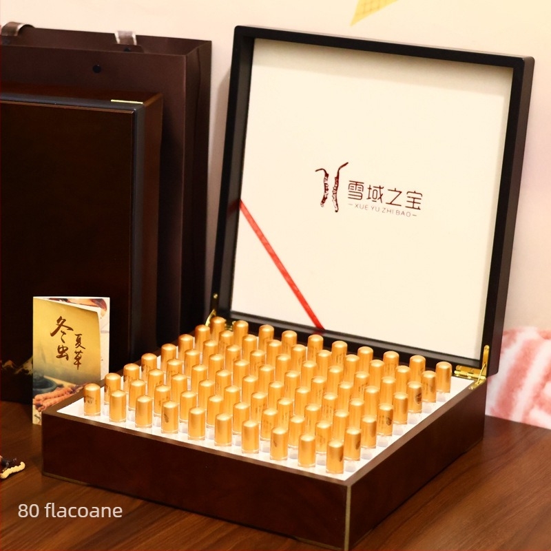 Cordyceps cutie cadou - cutie din lemn placaj cu finisaj bronzat (argintiu), interior cu garnitură din crengi, personalizare disponibilă, imprimare logo până la 100 de seturi, model 20240601