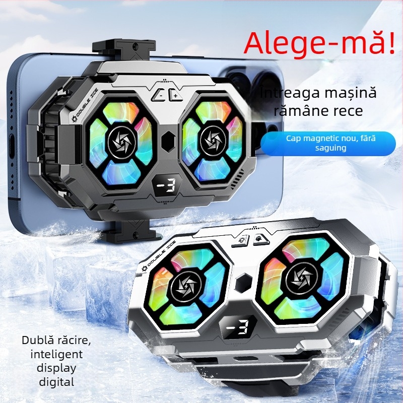 Răcitor pentru telefon SL22 cu afișaj digital și ventilatoare duale, 15W, 74g, Ceramic+ABS, USB-C