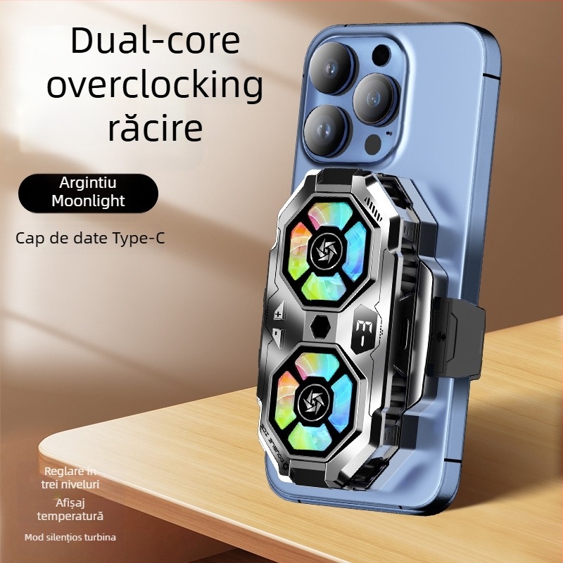 Răcitor pentru telefon SL22 cu afișaj digital și ventilatoare duale, 15W, 74g, Ceramic+ABS, USB-C