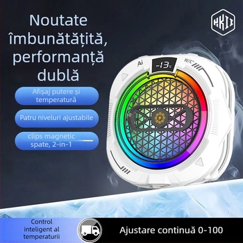 Hkii TH19 Cooler semiconductor pentru telefonul mobil, cu control inteligent al temperaturii, afișaj digital, interfață USB-C, montare magnetică, 15–24W