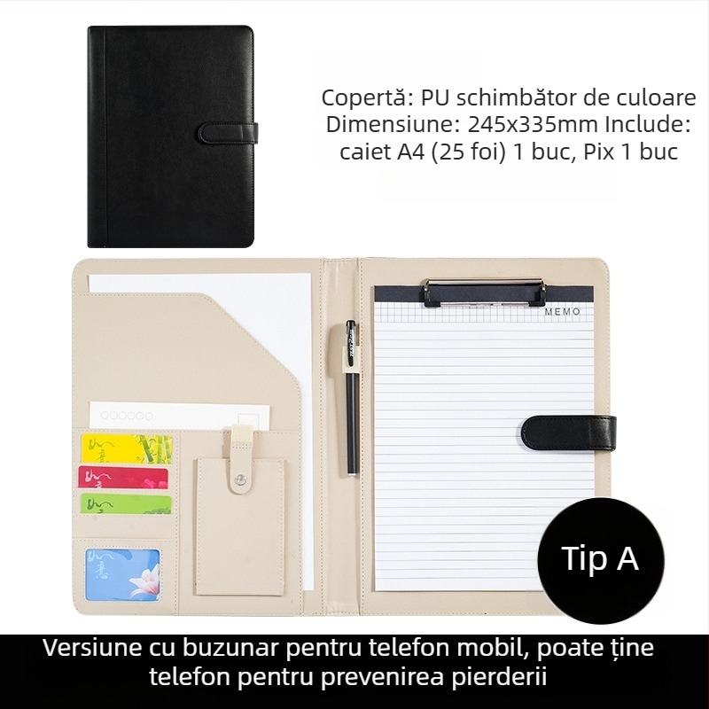Dosar A4 din plastic cu clemă, model WJJ-02, grosime placă 0,5 mm, lățime spate 40 mm