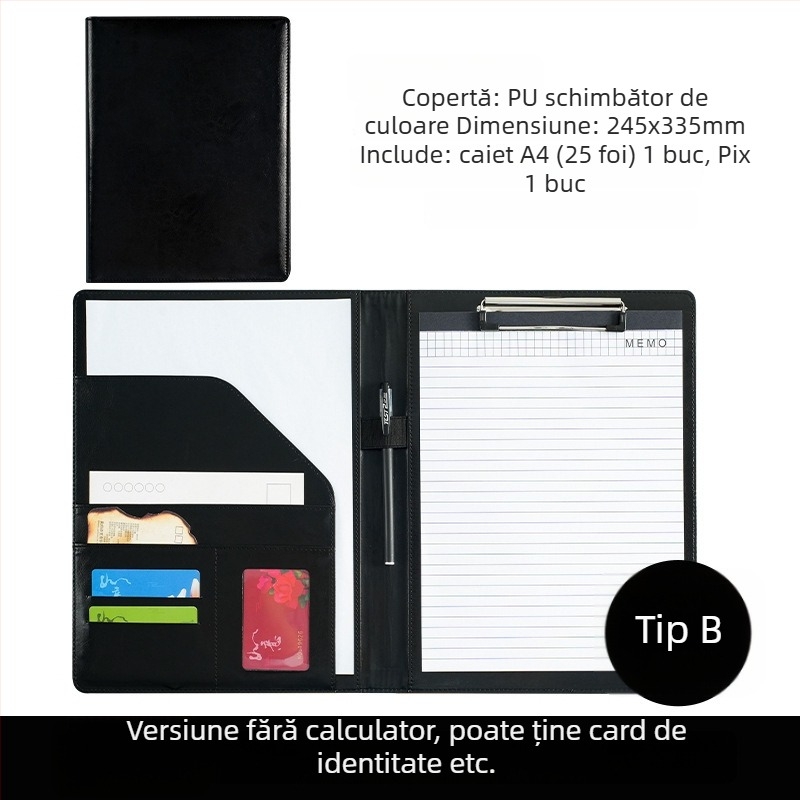 Dosar A4 din plastic cu clemă, model WJJ-02, grosime placă 0,5 mm, lățime spate 40 mm