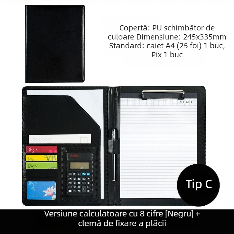 Dosar A4 din plastic cu clemă, model WJJ-02, grosime placă 0,5 mm, lățime spate 40 mm