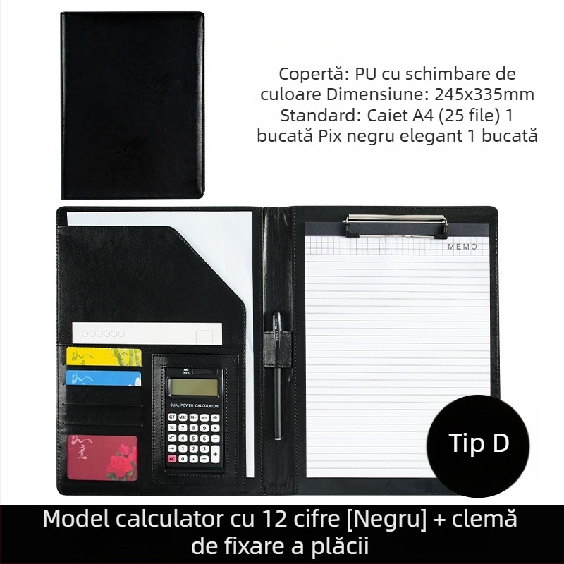 Dosar A4 din plastic cu clemă, model WJJ-02, grosime placă 0,5 mm, lățime spate 40 mm