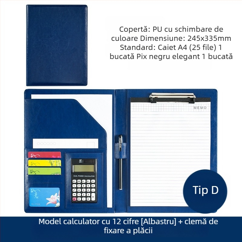 Dosar A4 din plastic cu clemă, model WJJ-02, grosime placă 0,5 mm, lățime spate 40 mm