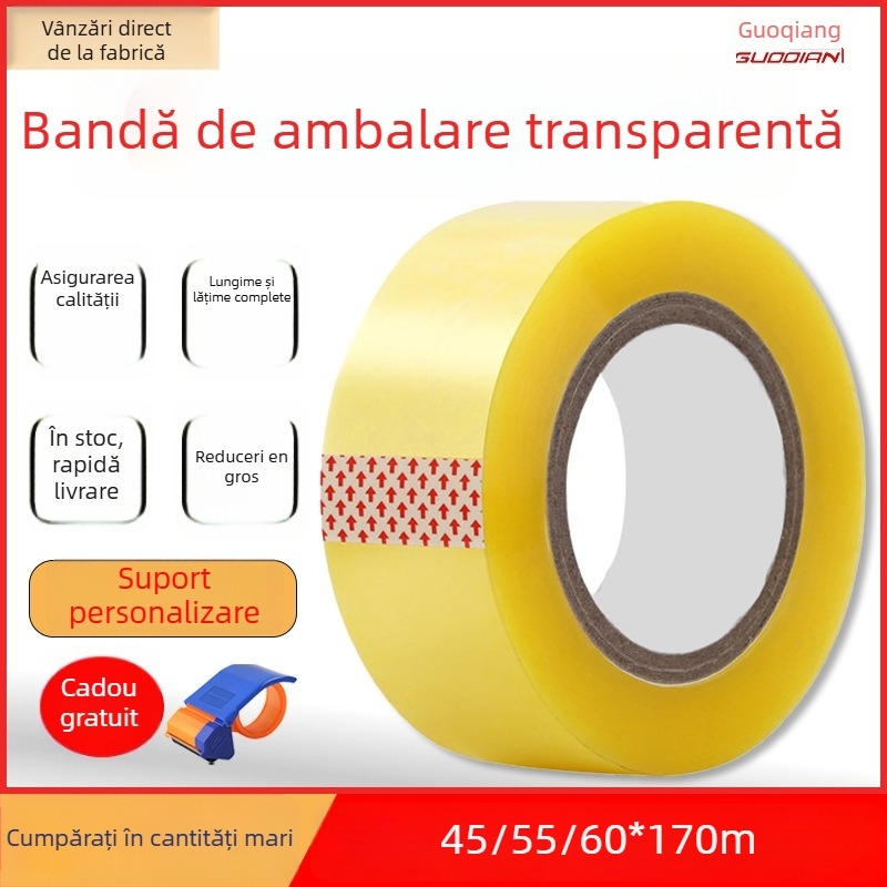 Bandă de ambalare, film BOPP, adeziv sensibil la presiune, grosime 0.9–2.6 mm, pentru sigilări expedieri