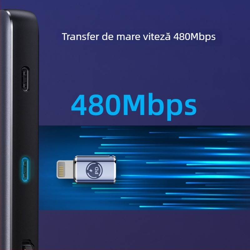 Adaptor Type-C la Lightning, 27W încărcare rapidă pentru iPhone 14 Pro și iPad Pro, Brand One Core