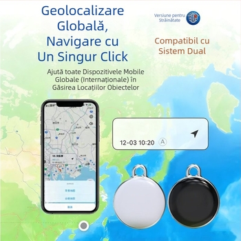 Tracker anti-pierdere pentru animale de companie cu poziționare inteligentă, Bluetooth, model F3, compatibil cu iOS, rezistent la apă, rază de 100 m