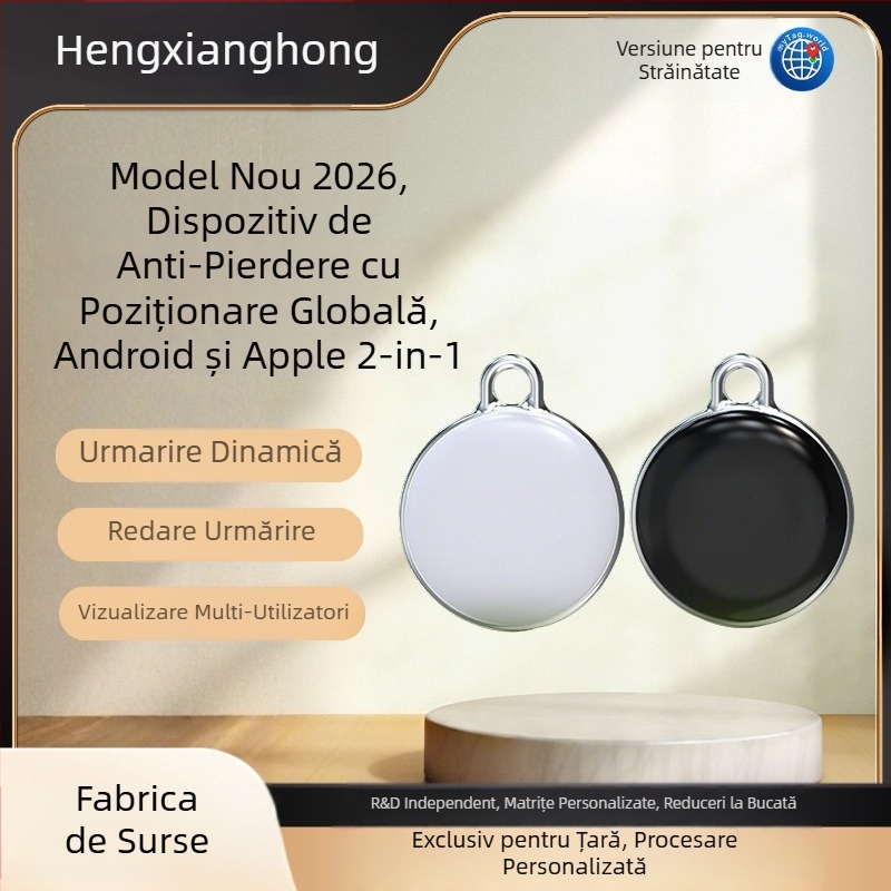 Tracker anti-pierdere pentru animale de companie cu poziționare inteligentă, Bluetooth, model F3, compatibil cu iOS, rezistent la apă, rază de 100 m