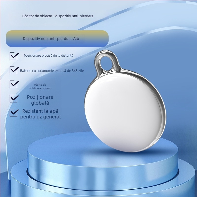 Tracker anti-pierdere pentru animale de companie cu poziționare inteligentă, Bluetooth, model F3, compatibil cu iOS, rezistent la apă, rază de 100 m