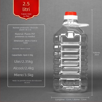 Recipient pentru ulei alimentar din plastic, cu pereți groși și capac cu deschidere automată