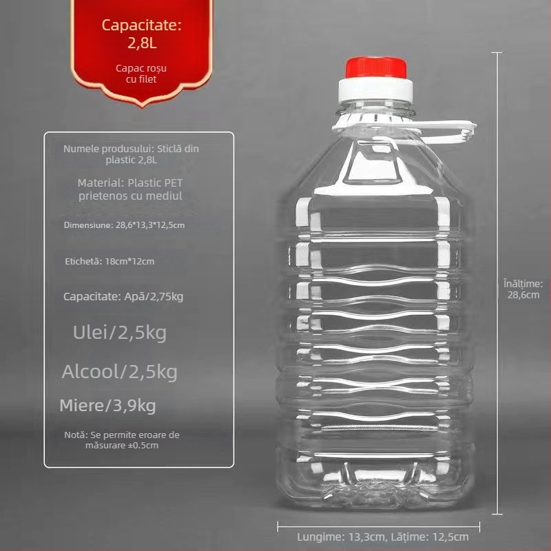 Recipient pentru ulei alimentar din plastic, cu pereți groși și capac cu deschidere automată