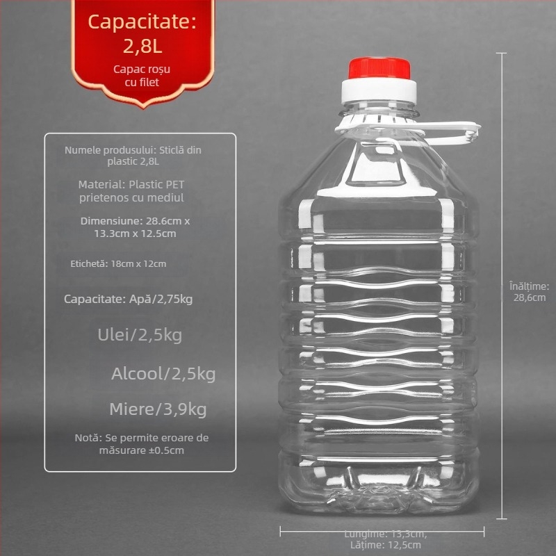 Recipient pentru ulei alimentar din plastic, cu pereți groși și capac cu deschidere automată