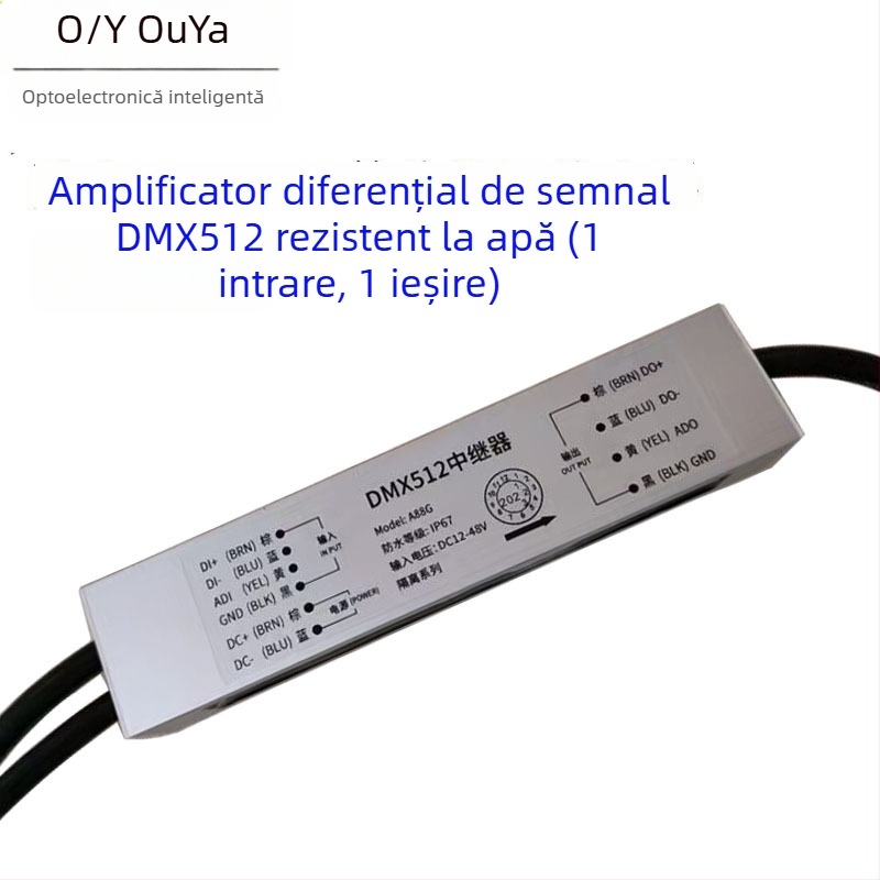 Amplificator de semnal DMX512/TTL pentru LED-uri colorate, interfață cablată, DC5-24V, suportă șiruri de lumini, module și benzi de lumină magice