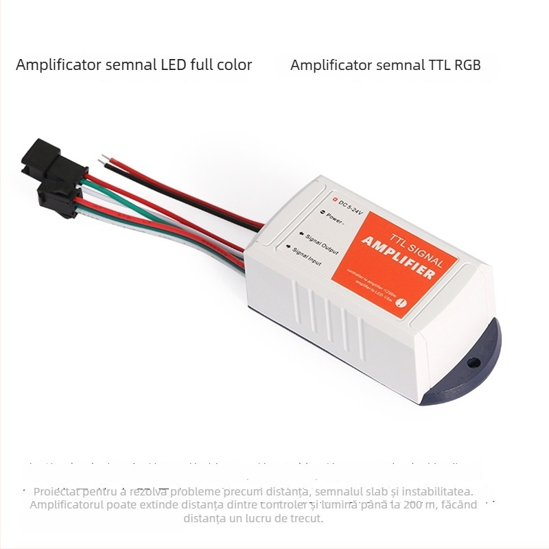 Amplificator de semnal DMX512/TTL pentru LED-uri colorate, interfață cablată, DC5-24V, suportă șiruri de lumini, module și benzi de lumină magice