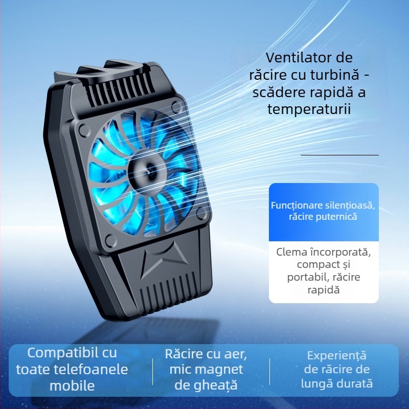 Răcitor pentru telefonul mobil H15, răcire cu aer și baterie, reglaj în trei trepte, răcire rapidă, compatibil cu telefoanele cu ecran tactil