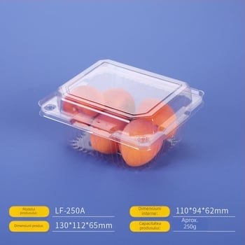 Cutie de unică folosință pentru fructe și legume cu capac, recipient din plastic PE, formă dreptunghiulară, procesare personalizată și imprimare logo
