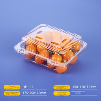 Cutie de unică folosință pentru fructe și legume cu capac, recipient din plastic PE, formă dreptunghiulară, procesare personalizată și imprimare logo