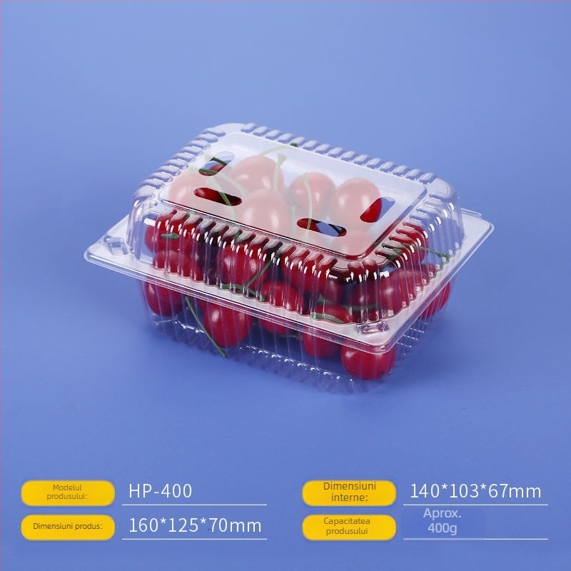 Cutie de unică folosință pentru fructe și legume cu capac, recipient din plastic PE, formă dreptunghiulară, procesare personalizată și imprimare logo