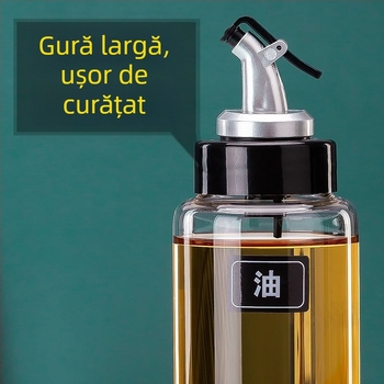 Recipient de ulei din sticlă borosilicată de înaltă calitate, sigilat, rezistent la temperaturi, cu deschidere și închidere automate, potrivit pentru ulei, oțet și condimente