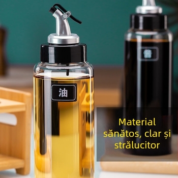 Recipient de ulei din sticlă borosilicată de înaltă calitate, sigilat, rezistent la temperaturi, cu deschidere și închidere automate, potrivit pentru ulei, oțet și condimente