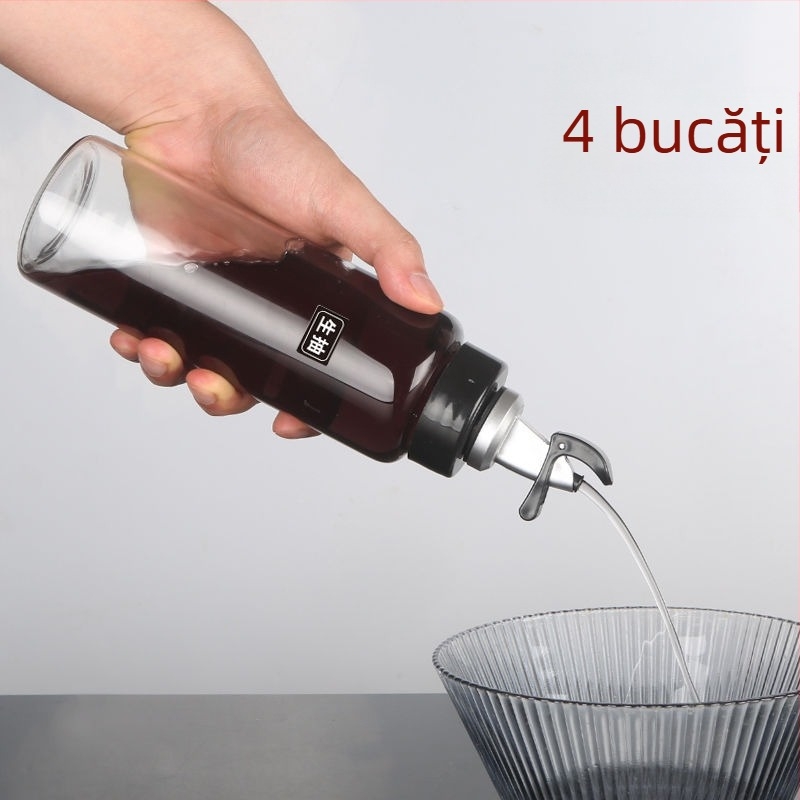 Recipient de ulei din sticlă borosilicată de înaltă calitate, sigilat, rezistent la temperaturi, cu deschidere și închidere automate, potrivit pentru ulei, oțet și condimente