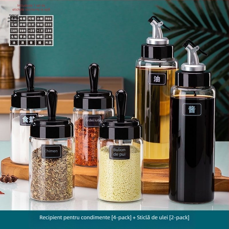 Recipient de ulei din sticlă borosilicată de înaltă calitate, sigilat, rezistent la temperaturi, cu deschidere și închidere automate, potrivit pentru ulei, oțet și condimente